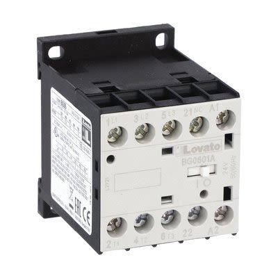 Lovato BG06 Contactor, 220 V Coil, 3-Pole, 6 A, 3 kW, 1NC, 690 V [11BG0601A22060]; 273-8590