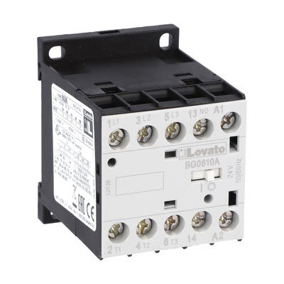 Lovato BG06 Contactor, 575 V Coil, 3-Pole, 6 A, 3 kW, 1NO, 690 V [11BG0610A57560]; 273-8604