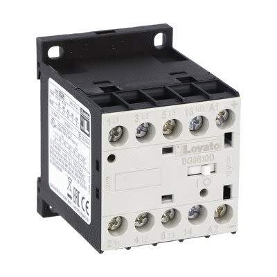 Lovato BG06 Contactor, 220 V dc Coil, 3-Pole, 6 A, 18 kW, 1NO, 690 V [11BG0610D220]; 273-8608