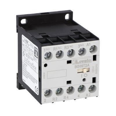 Lovato BG09 Contactor, 575 V Coil, 4-Pole, 9 A, 22 kW, 2NC, 2NO, 690 V [11BG09T2A57560]; 273-8641