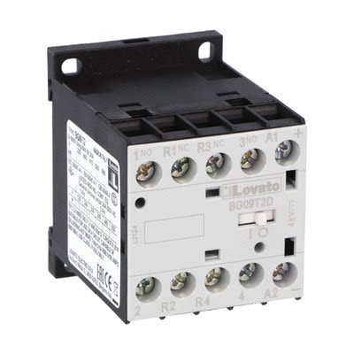 Lovato BG09 Contactor, 60 V dc Coil, 4-Pole, 4 A, 22 kW, 2NO + 2NC, 690 V [11BG09T2D060]; 273-8643