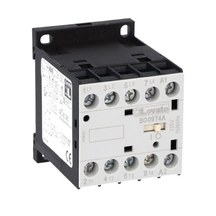Lovato BG09 Contactor, 230 V Coil, 4-Pole, 9 A, 22 kW, 690 V [11BG09T4A23060]; 273-8651