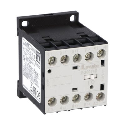 Lovato BG09 Contactor, 12 v dc Coil, 4-Pole, 4 A, 22 kW, 690 V [11BG09T4D012]; 273-8652