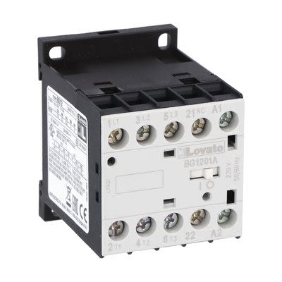 Lovato BG12 Contactor, 60 V Coil, 3-Pole, 12 A, 5 kW, 1NC, 690 V [11BG1201A46060]; 273-8662