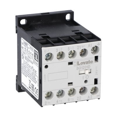 Lovato BG12 Contactor, 125 V dc Coil, 3-Pole, 12 A, 22 kW, 1NC, 690 V [11BG1201D125]; 273-8666