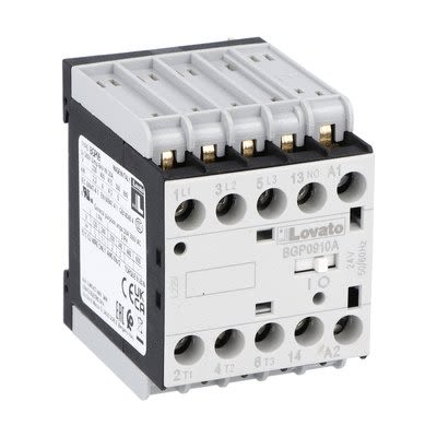 Lovato BGP09 Contactor, 60 V Coil, 3-Pole, 9 A, 5 kW, 1NC, 500 V [11BGP0910A12060]; 273-8824