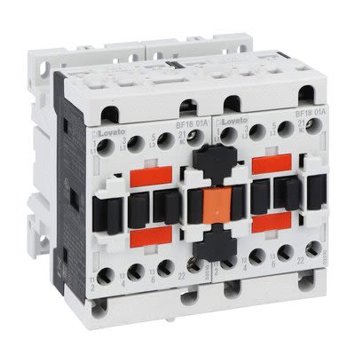 Lovato BFA018 Reversing Contactor, 400 V ac Coil, 3-Pole, 18 A, 7.5 kW, 1NC, 690 V [BFA01842400]; 273-9134
