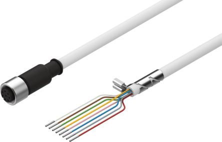 Festo Straight Female 8 way M12 to Straight 8 way Unterminated Cable, 2.5m [NEBM-M12G8-E-2.5-LE8]; 273-9626