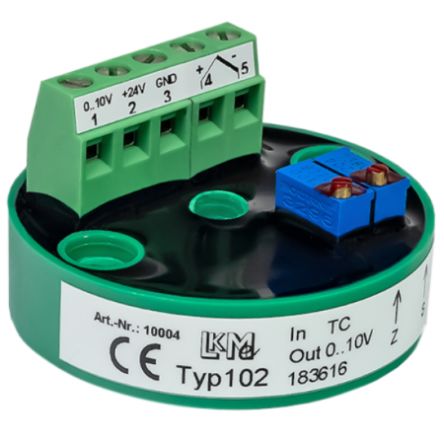 LKMelectronic LKM Temperature Transmitter Type K Input, 15 → 26 V ac/dc, 15 → 35 V ac/dc [LKM102/K1]; 274-0289