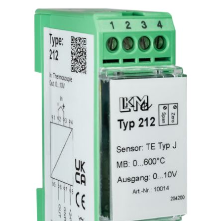 LKMelectronic LKM Temperature Transmitter Type J Input, 15 → 26 V ac/dc, 15 → 35 V ac/dc [LKM212/J1]; 274-0297