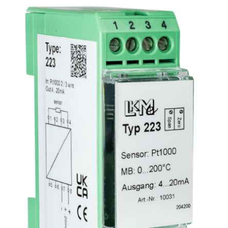 LKMelectronic LKM Temperature Transmitter Pt1000 Input, 10 → 35 V dc [LKM223/7]; 274-0301