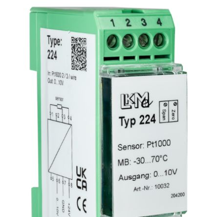 LKMelectronic LKM Temperature Transmitter Pt1000 Input, 15 → 26 V ac/dc, 15 → 35 V ac/dc [LKM224/5]; 274-0303