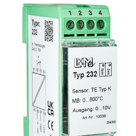LKMelectronic LKM Temperature Transmitter Type K Input, 24 V dc [LKM232/K1]; 274-0307