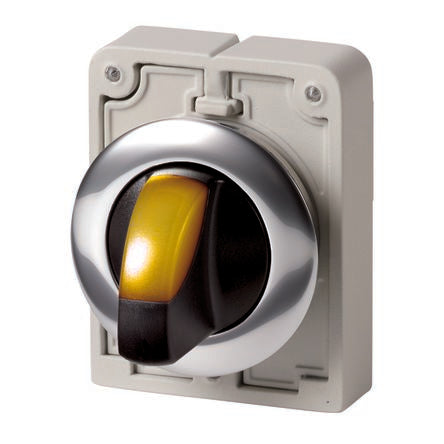Eaton Toggle Selector Switch - 30mm Cutout Diameter, Illuminated 3 Positions [187022 M30C-FWRLK3-Y]; 274-1143