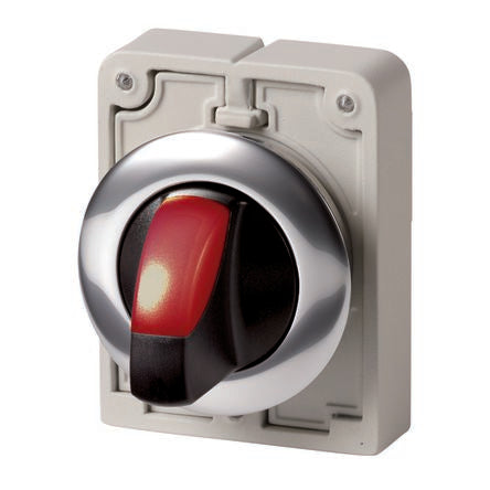 Eaton Toggle Selector Switch - 30mm Cutout Diameter, Illuminated 3 Positions [187133 M30C-FWRLK3-R]; 274-1188