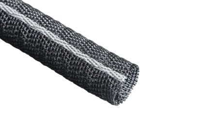 Tenneco Expandable Braided Polyester Black Protective Sleeving, 25mm Diameter, 25m Length, 2000 V0 Series [ROUNDIT-2000-VO-25MM-BLACK]; 274-2755