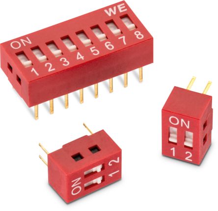 Wurth Elektronik 1 Way Through Hole DIP Switch SPST, Flat Actuator [418117170902]; 274-3348
