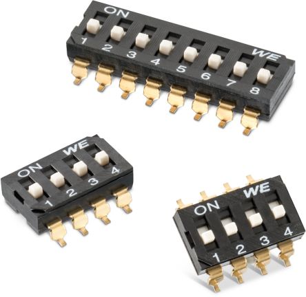 Wurth Elektronik 1 Way Surface Mount DIP Switch SPST, Raised Actuator [418121270812]; 274-3353
