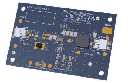 Recom Evaluation Module DC-DC Converter for RPY-1.5Q for RPY-1.5Q Step Down LED Driver Module [RPY-1.5Q-EVM-1]; 274-5251
