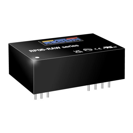 Recom RP06-RAW DC-DC Converter, 5V dc/ 1.2A Output, 36 → 160 V dc Input, 6W, Through Hole, +85°C Max Temp -40°C [RP06-11005SRAW]; 274-5458