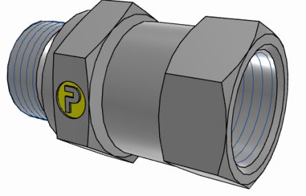 Parker Hydraulic Male Stud M18 Male to UNF 3/4-16 Female, 8M18F682EDMXS [8M18F682EDMXS]; 274-5965