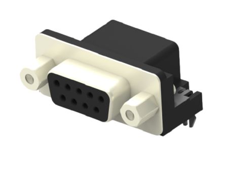 TE Connectivity 2301844 9 Way Right Angle Board Mount PCB D-sub Connector Receptacle, 2.77mm Pitch, with Boardlock [2301844-2]; 274-8561