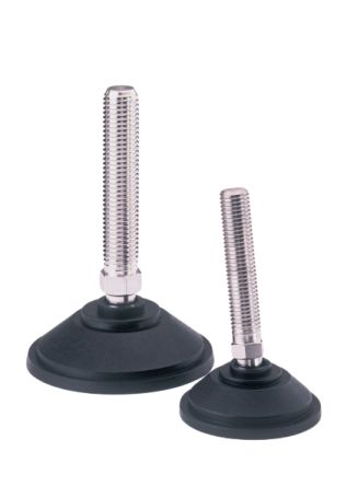 Nu-Tech Engineering M24 100mm Dia. Steel Levelling Adjustable Foot, 2000kg Static Load Capacity 10° Tilt Angle [A090/037]; 274-8758