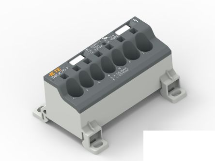 Entrelec Distribution Block, 7 Way, 1.5 → 25mm², 85A, 1 kV, Black, Grey [1SNL407610R0000]; 274-9108