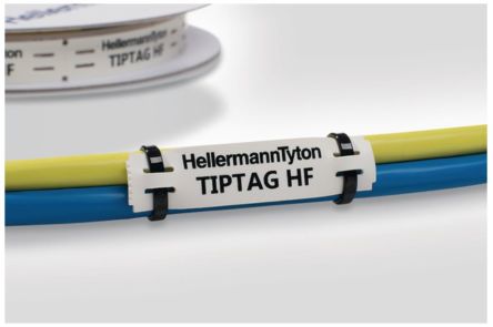 HellermannTyton TIPTAG11 White Black Print Label, 11mm Width, 11mm Height, 190Per Roll Qty [TIPTAG11PGX65S]; 274-9748