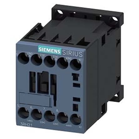 Siemens SIRIUS 3RH2 Contactor Relay, 120 V ac Coil, 4-Pole, 10 A, 2NO + 2NC, 690 V ac [3RH2122-1AK20]; 275-3899