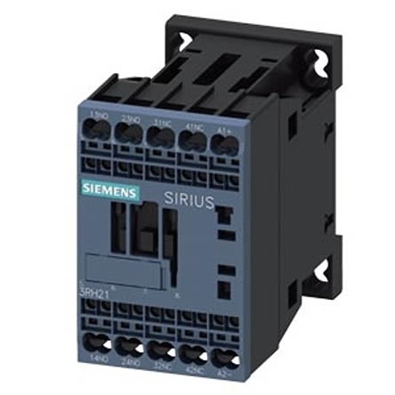 Siemens SIRIUS 3RH2 Contactor Relay, 72 - 125 V dc Coil, 4-Pole, 10 A, 2NO + 2NC, 690 V ac [3RH2122-2XF40-0LB2]; 275-3958