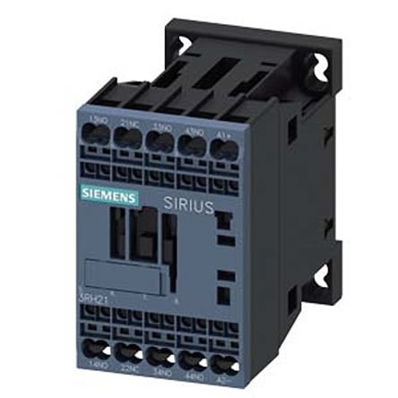 Siemens SIRIUS 3RH2 Contactor Relay, 12 V dc Coil, 4-Pole, 10 A, 3NO + 1NC, 690 V ac [3RH2131-2BA40]; 275-3994