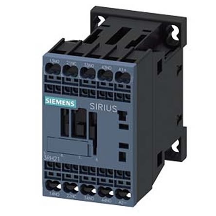 Siemens SIRIUS 3RH2 Contactor Relay, 72 - 125 V dc Coil, 4-Pole, 10 A, 3NO + 1NC, 690 V ac [3RH2131-2XF40-0LA2]; 275-4012