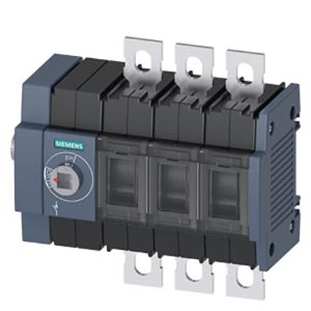 Siemens 3 Pole DIN Rail Switch Disconnector - 200A Maximum Current, 110kW Power Rating, IP00, IP20 [3KD3634-0NE10-0]; 275-5042