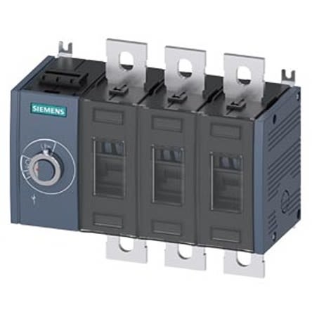 Siemens 3 Pole Fixed Switch Disconnector - 500A Maximum Current, 250kW Power Rating, IP00, IP20 [3KD4434-0PE10-0]; 275-5069