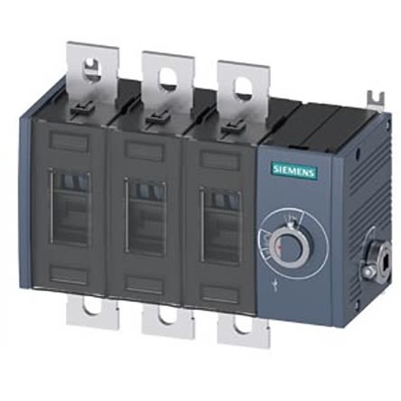 Siemens 3 Pole Fixed Switch Disconnector - 500A Maximum Current, 250kW Power Rating, IP00, IP20 [3KD4434-0PE40-0]; 275-5070
