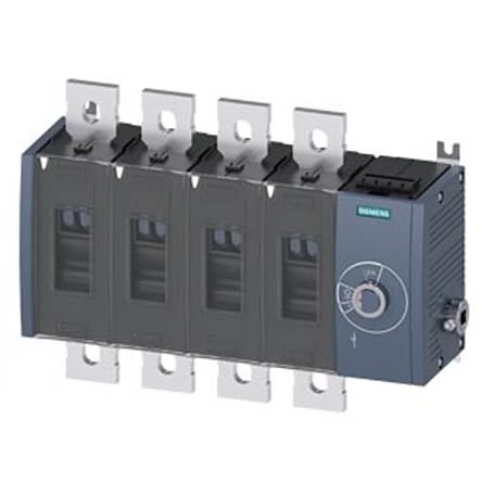 Siemens 4 Pole Fixed Switch Disconnector - 500A Maximum Current, 355kW Power Rating, IP00, IP20 [3KD4444-0QE40-0]; 275-5077
