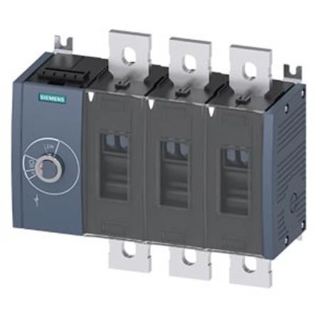 Siemens 3 Pole Fixed Switch Disconnector - 1000A Maximum Current, 710kW Power Rating, IP00, IP20 [3KD5034-0QE10-0]; 275-5088