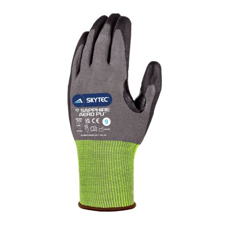 Skytec SAPPHIRE AERO PU Black, Grey HPPE Cut Resistant Work Gloves, Size 11, Polyurethane Coating [SKG00044FL]; 275-5727