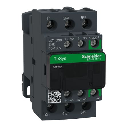Schneider Electric TeSys LC1 Contactor, 48 → 130 V Coil, 3-Pole, 50 A, 18.5 kW, 3NO, 690 V [LC1D38EHE]; 275-6776