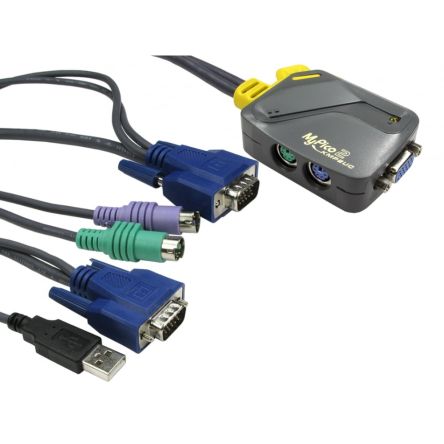 Rextron 2 Port Dual Monitor PS/2 SVGA KVM Switch, 1920 x 1440 Maximum Resolution [KVM-662]; 275-7169