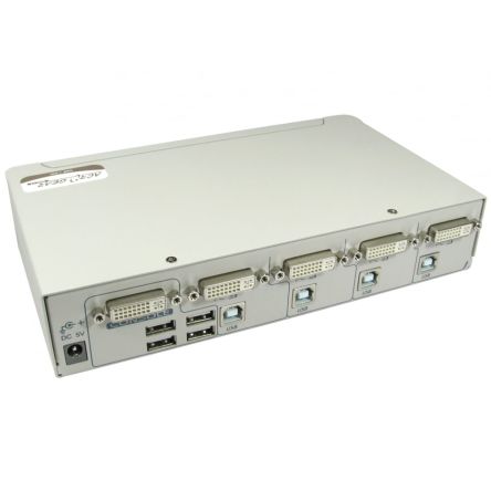 Rextron 4 Port Quad Monitor USB DVI-D KVM Switch [KVM-DVUSB04]; 275-7174