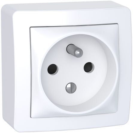 Schneider Electric White 1 Gang Plug Socket, 2 Poles, 16A, Type E - French, Indoor Use [ALB62272P]; 275-8746