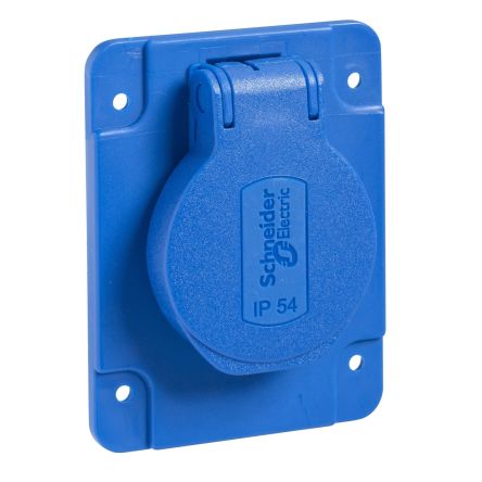 Schneider Electric Blue 1 Gang Electrical Socket, 2 Poles, 16A, Type E - French [PKN61B]; 275-8815