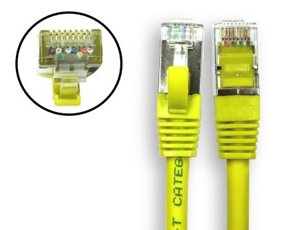 RS PRO, 3m Cat8, Yellow RJ45 to Male RJ45 Male, S/FTP, Terminated LSZH Sheath [0]; 276-1127