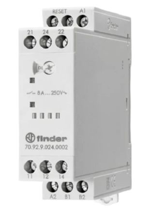 Finder Thermistor PTC Thermistor Temperature Relay, Single Phase, 19.2 → 26.4V ac/dc, DIN Rail [70.92.0.024.0002]; 276-1202