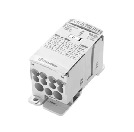 Finder Non-Fused Terminal Block, 12 Way, 70mm², 100kA, 1000/1500 V, White [9D.01.5.175.0210]; 276-1220