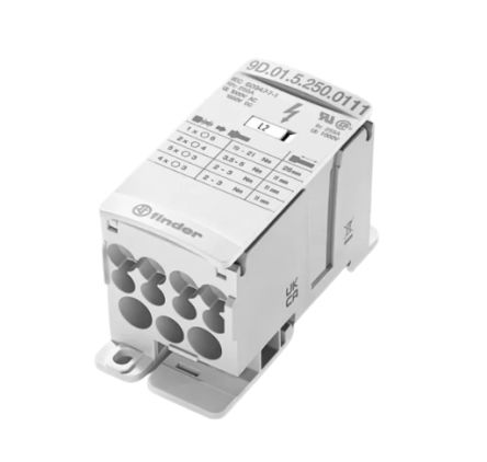 Finder Non-Fused Terminal Block, 12 Way, 185mm², 100kA, 1000/1500 V AC/DC, White [9D.01.5.400.0111]; 276-1222
