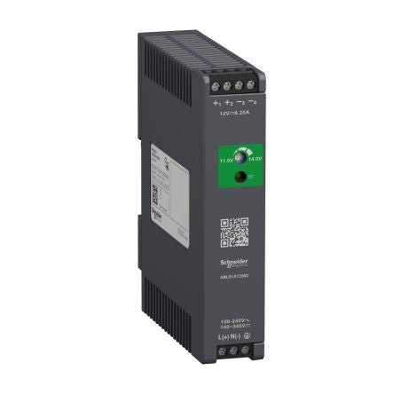 Schneider Electric Power Supply, ABLS1A12062, 12V dc, 6.25A, 75W, 100 → 240V ac Input Voltage [ABLS1A12062]; 276-1546