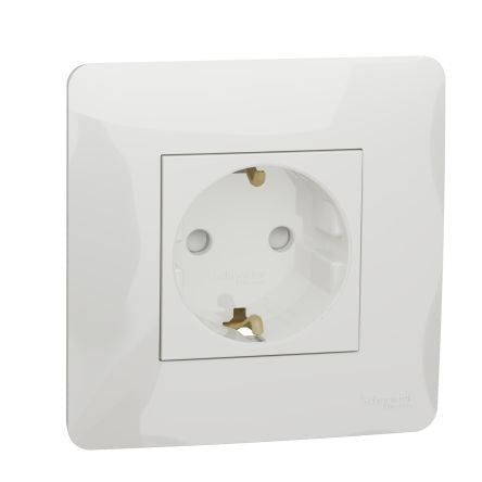 Schneider Electric, New Unica IP21D White Flush Mount 2P+E Socket Socket, Rated At 16A, 250 V [NU203718]; 276-2085